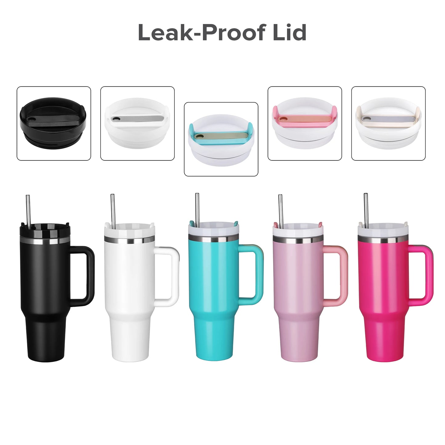 20 Pack 40OZ tumbler，Detachable Handle With lid and Straw, Mixed Color insulated water bottles, Laser engraved coffee travel mug