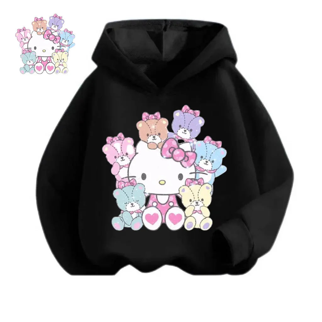 Cartoon Hello Kitty Children's Hoodie Outdoor Casual Sports Shirt Boys' Tops Soft Kids Clothing Girls' Baby Autumn/Winter Wear