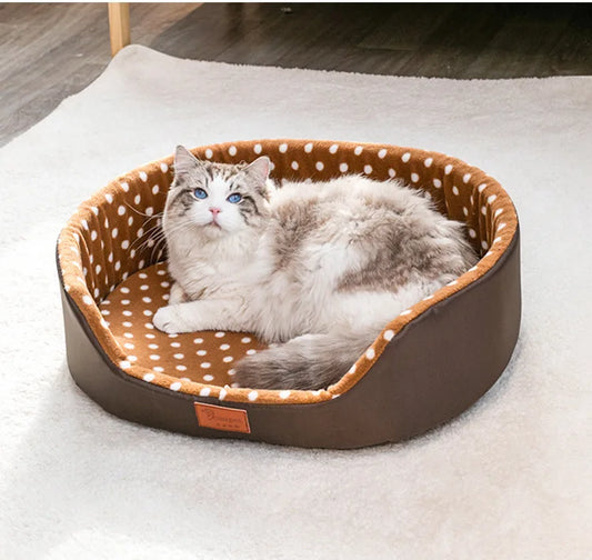 Pet Bed Warm Dot Pattern Dog House Top Quality Sofa Kennel Soft Fleece Pet Casa Cat Mats for Gatos Small Dogs Perros Accessories