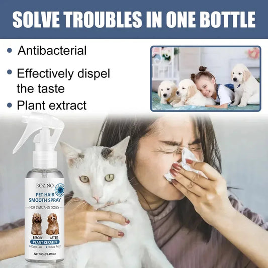 NEW Odor Cleanse Spray Cats Dogs Body Pet Odor Soft hair spray cat dog anti-static spray for moisturizing and repairing hair