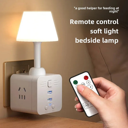 Remote Control Plug-In Night Light Bedside Lamp Soft Light Eye Protection For Sleeping Baby Feeding Monthly Lamp