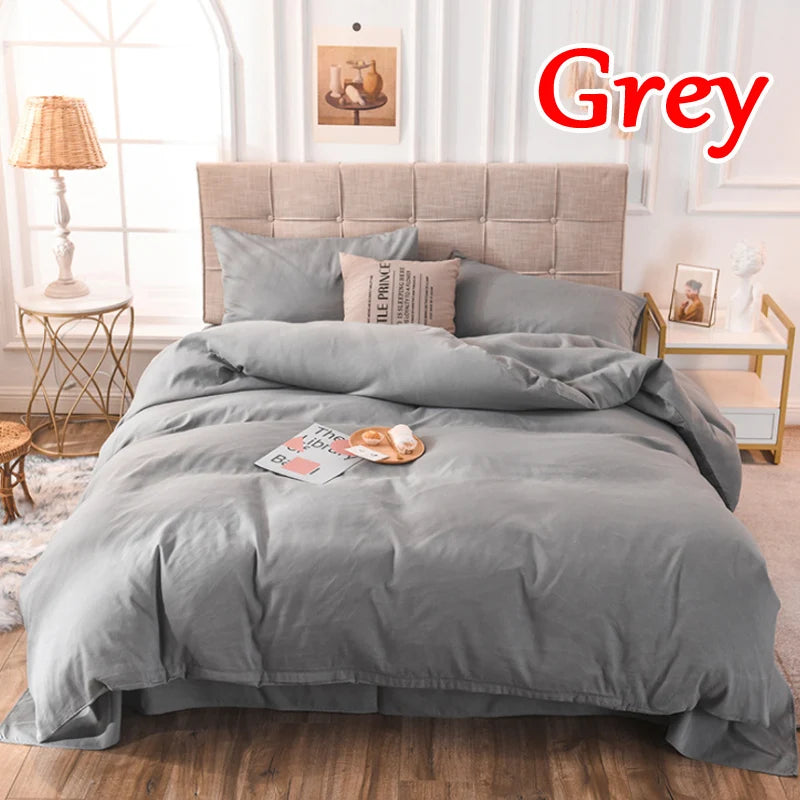 Brushed Fabric Duvet Cover Soft Cozy Comforter COver with Zipper Closure Grey/Black Bedding Duvet Cover with Pillowcase