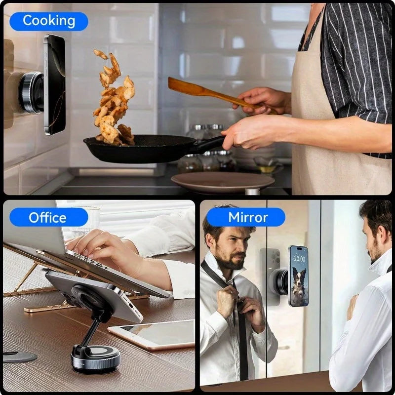 360° Rotating Magnetic Car Phone Holder for iPhone 16/15/14/13, Adjustable Foldable Mount, Hands-Free Stand for Car Office Home