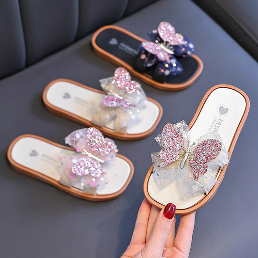 Girls new bow decorative cute fashion versatile slippers outdoor leisure indoor home spring and summer are suitable sandals