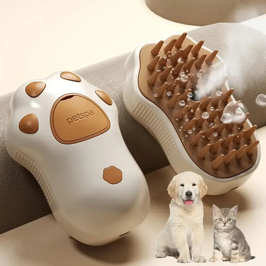1pcs3-in-1Electric Steam Cat Brush Tool with Self-Cleaning,Silicone Massage Bristles Hair Remover Coat Care for Cats & Dogs