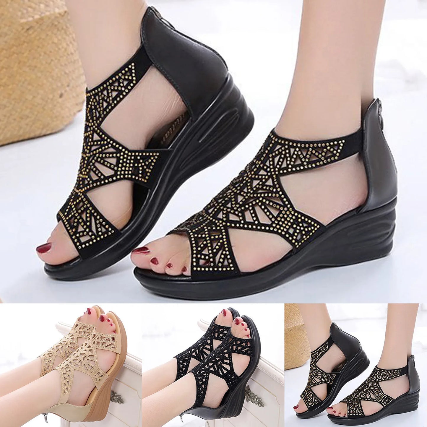 Korean Fashion Party Shoes Woman Design Women Sandals Fashion Rhinestone Decoration Summer New Pattern Hollow босоножки женские