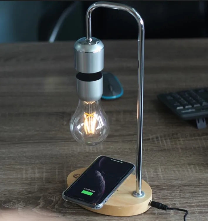 Magnetic Levitating Floating LED Night Light with Wireless Charger for Desk Lamp Home Room Office Decor Unique Mood Light Gift