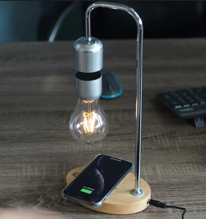 Magnetic Levitating Floating LED Night Light with Wireless Charger for Desk Lamp Home Room Office Decor Unique Mood Light Gift