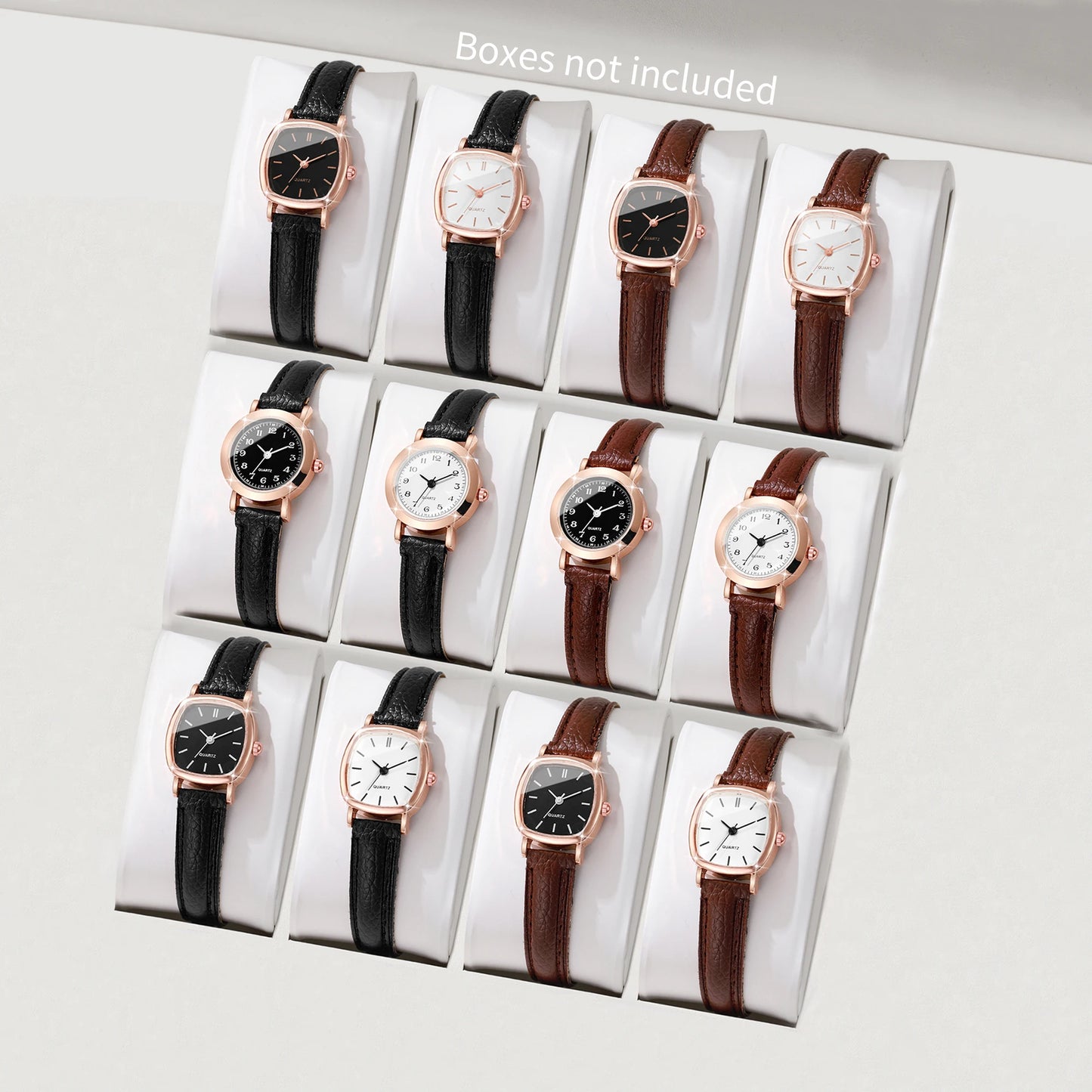 Women's Fashion Retro Small Fresh Simple Scale Elegant Trendy Korean Edition Fashion Quartz Watch Combination Set (Without Box)