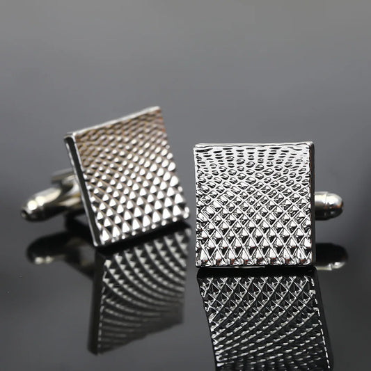 2pc/set Square Men's Cufflinks Simple Geometric Stripes Metal Cufflinks Men's shirt Tie Clip Cufflinks Party Jewelry Set Gifts