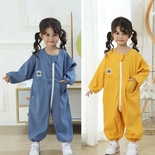 Long Sleeve Kids Painting Smock Bodysuit Anti Dirty Baby Rompers Baby Boy and Girl Waterproof Coverall Baby Essentials