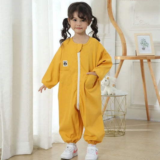 Long Sleeve Kids Painting Smock Bodysuit Anti Dirty Baby Rompers Baby Boy and Girl Waterproof Coverall Baby Essentials