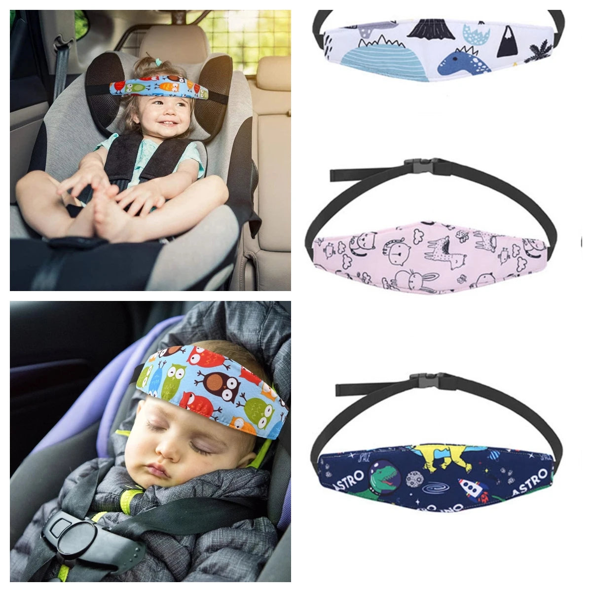 SafeSlumber Adjustable Infant Car Seat Pillow for Head & Neck Comfort
