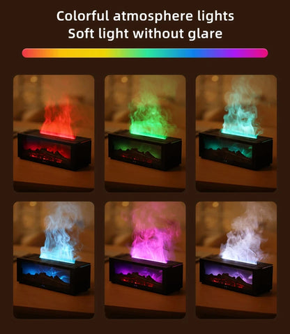 Fireplace Aroma Essential Oil Diffuser Colorful Flame Air Humidifier with Timer Remote for Home Bedroom Office Festival Gifts