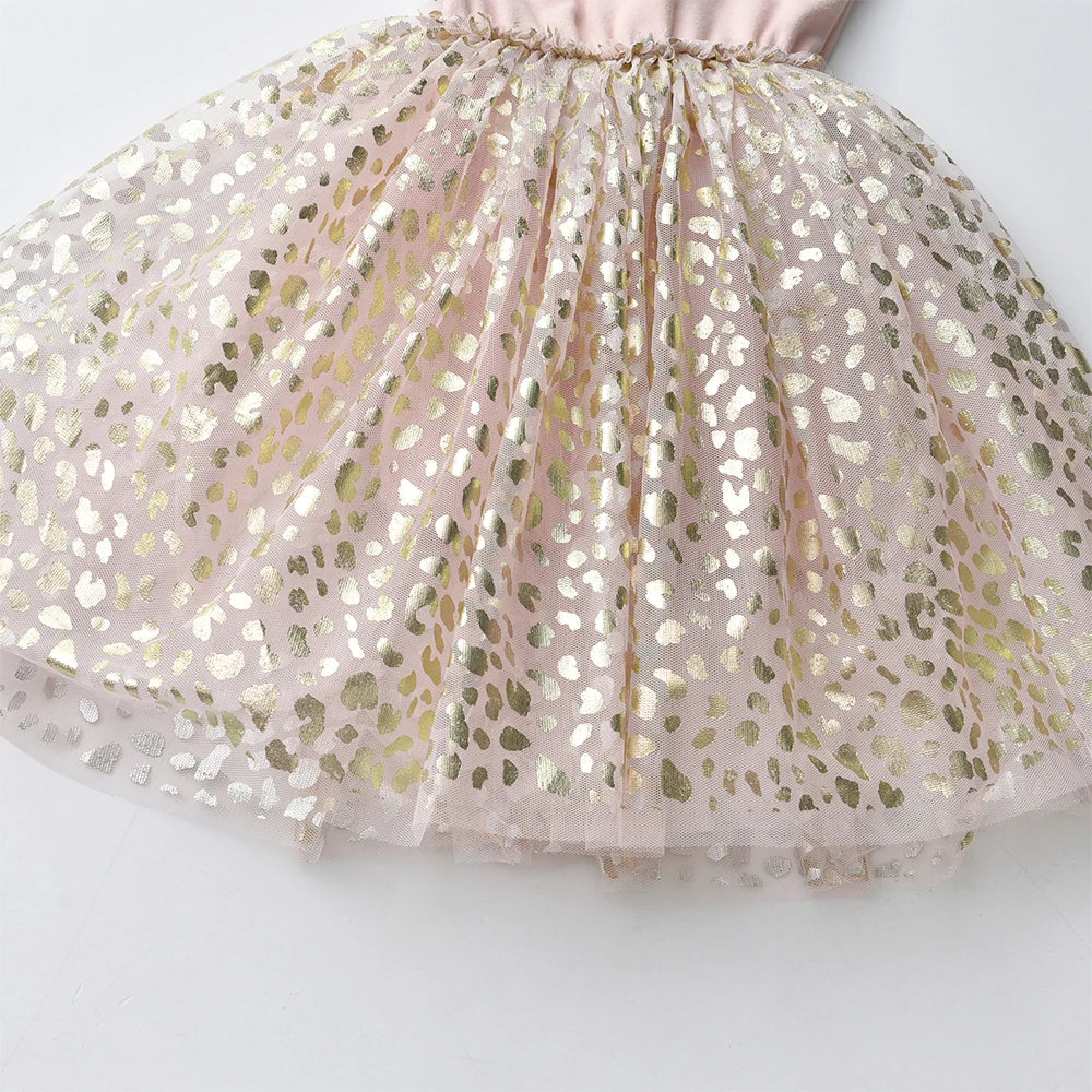 DXTON Summer Princess Dress For Girls Knitting Kids Clothing Printed Tulle Children Holiday Party Costume Sleeveless Girls Dress