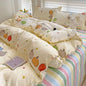 Ins Floral Bedding Set with Duvet Cover Flat Sheet Pillowcases New Summer No Filler Full Queen Size Hotel Home Soft Bed Linens