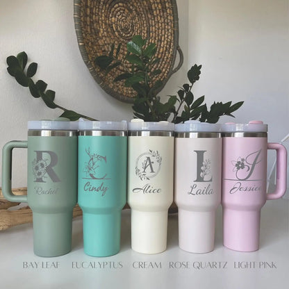 Personalized Tumbler With Engraved Name Custom 40Oz Tumbler With Handle Birthday Gifts For Women Cup Gifts Coffee Tumbler
