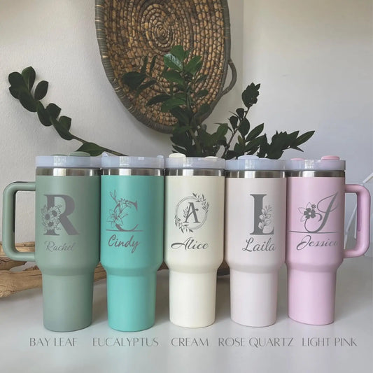 Personalized Tumbler With Engraved Name Custom 40Oz Tumbler With Handle Birthday Gifts For Women Cup Gifts Coffee Tumbler