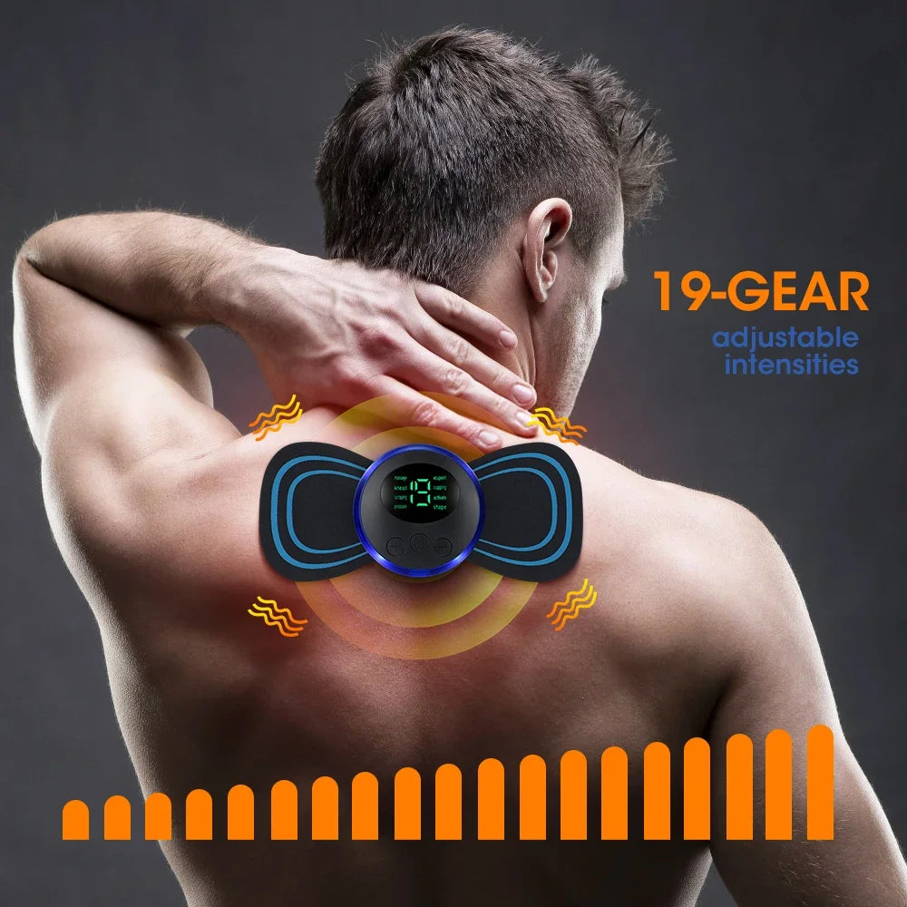 EMS Neck & Back Massager – Portable 8-Mode Muscle Relaxation Device