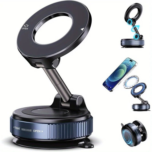 360° Rotating Magnetic Car Phone Holder for iPhone 16/15/14/13, Adjustable Foldable Mount, Hands-Free Stand for Car Office Home
