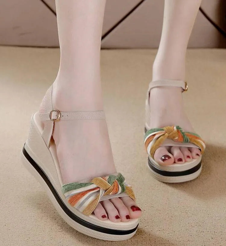 Open Toe Wedge Sandals for Women Summer Shoes босоножки женские Female Leisure Pumps Ankle Strap High Heels Ladies Slingbacks