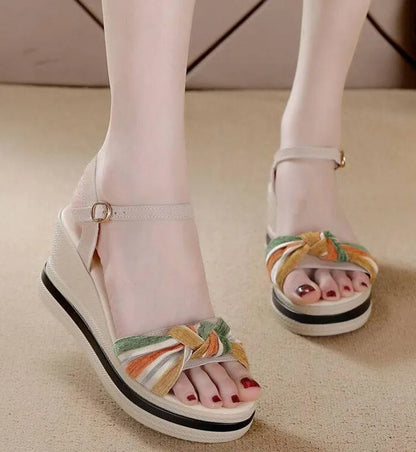 Open Toe Wedge Sandals for Women Summer Shoes босоножки женские Female Leisure Pumps Ankle Strap High Heels Ladies Slingbacks