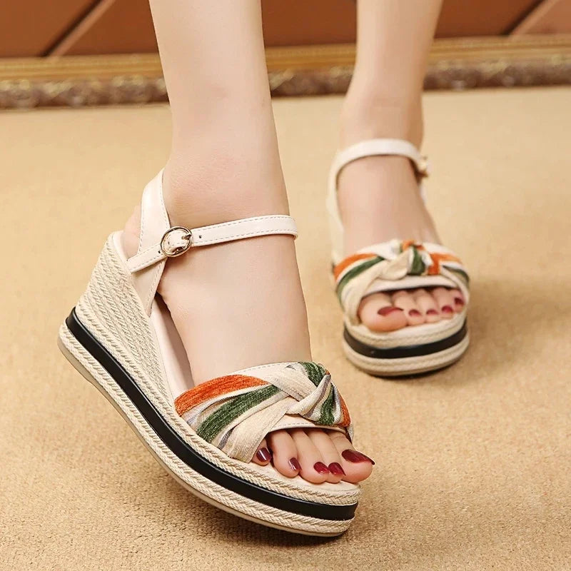Open Toe Wedge Sandals for Women Summer Shoes босоножки женские Female Leisure Pumps Ankle Strap High Heels Ladies Slingbacks