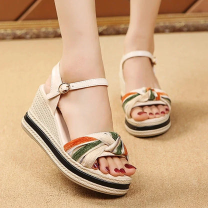 Open Toe Wedge Sandals for Women Summer Shoes босоножки женские Female Leisure Pumps Ankle Strap High Heels Ladies Slingbacks