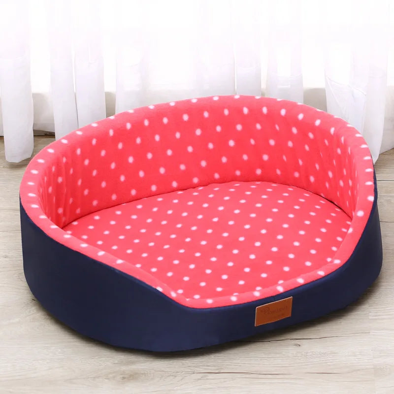 Pet Bed Warm Dot Pattern Dog House Top Quality Sofa Kennel Soft Fleece Pet Casa Cat Mats for Gatos Small Dogs Perros Accessories
