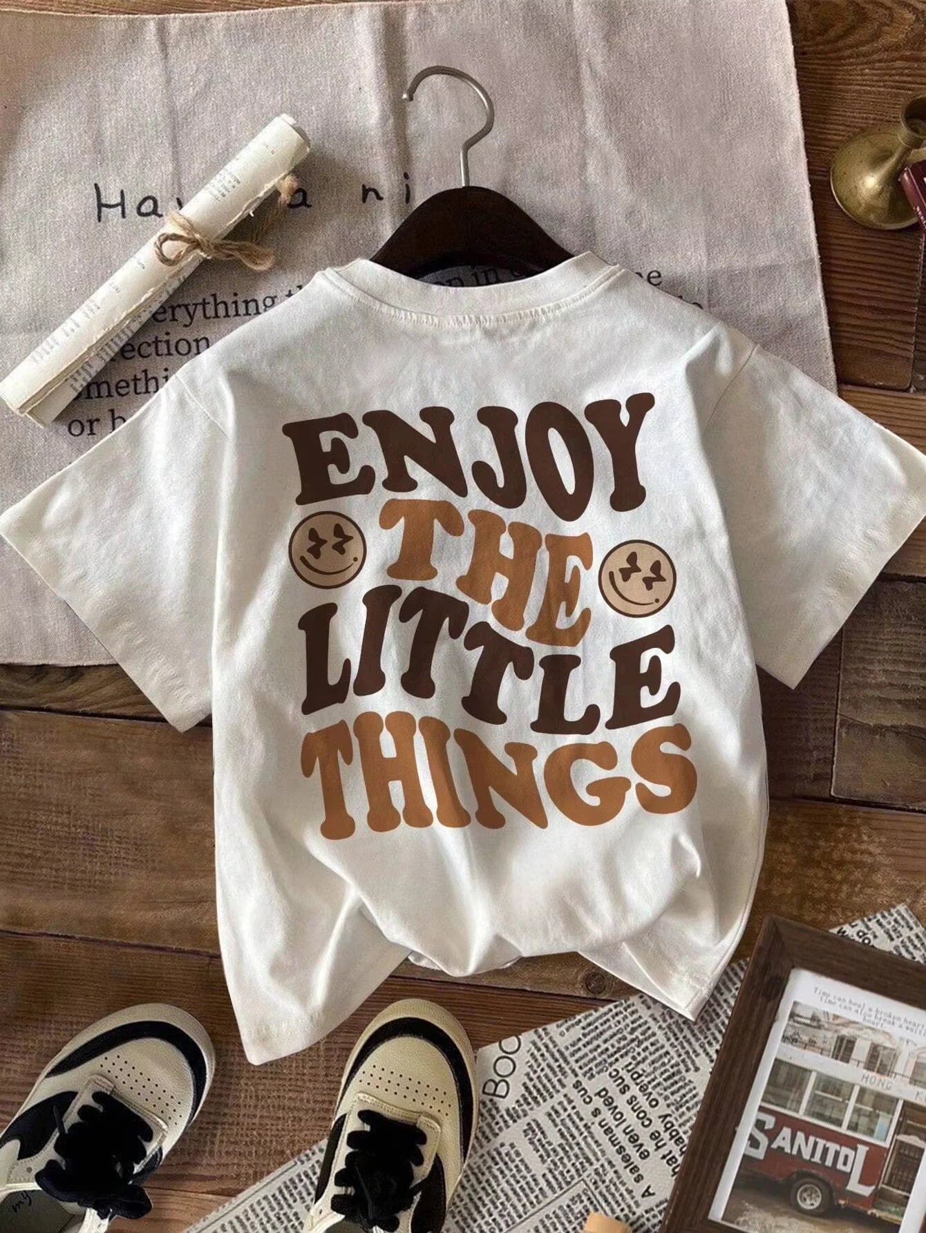 Summer Tees Y2k Harajuku Style Kids Clothing Tops All-Match Classic  Kawaii Cotton Girls Casual Simple Letter Back Print T-Shirt