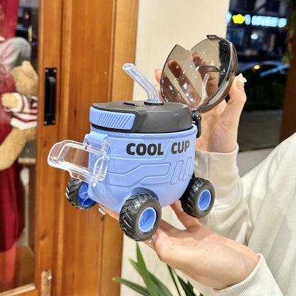 550ml Cute Portable Water Bottle with Handle Kid Car Straw Water Cup Bus Shape Children's Water Bottle Drinking Cup