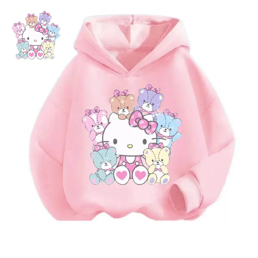 Cartoon Hello Kitty Children's Hoodie Outdoor Casual Sports Shirt Boys' Tops Soft Kids Clothing Girls' Baby Autumn/Winter Wear