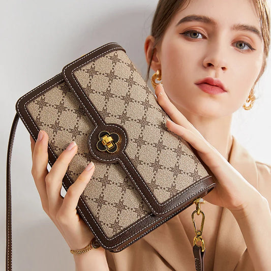 Ladies' crossbody bag, women's bag, retro new style, hand-held printed single shoulder envelope, small square bag