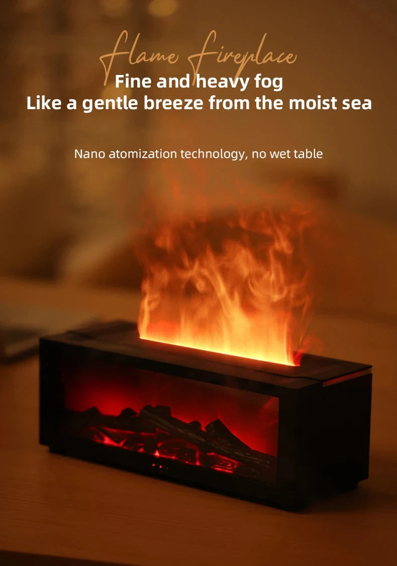Fireplace Aroma Essential Oil Diffuser Colorful Flame Air Humidifier with Timer Remote for Home Bedroom Office Festival Gifts