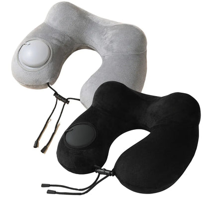 1pc Press And Inflate Portable Neck Pillow, Detachable For Cleaning, Suitable For Outdoor Travel, Business Travel, And Camping