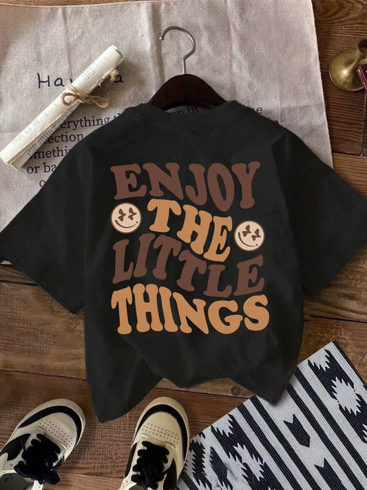 Summer Tees Y2k Harajuku Style Kids Clothing Tops All-Match Classic  Kawaii Cotton Girls Casual Simple Letter Back Print T-Shirt