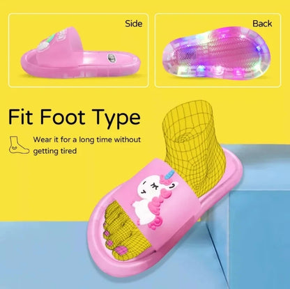 Children‘s Boys Girls Slippers Cartoon Unicorn Animals Prints Shoes Lighted Fashion Cute Shoes Bathroom Kids Toddler Slippers
