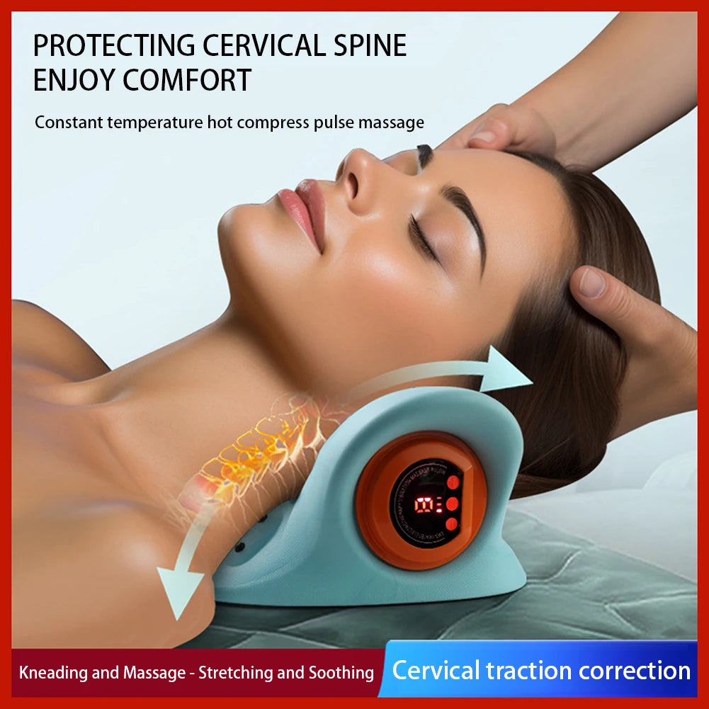 Multifunction EMS Electrotherapy Heating Cervical Spine Pillow Wireless Ergonomic Acupressure Neck Pillow for Relax Pain Relief