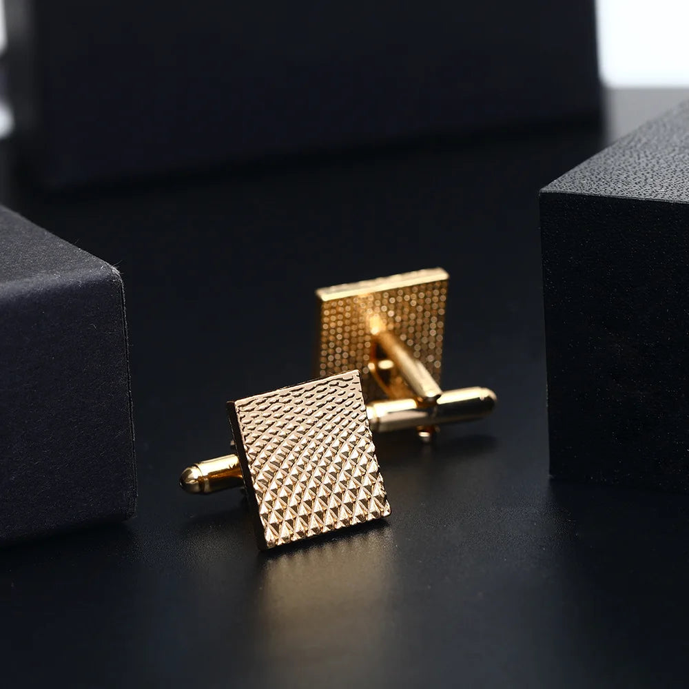 2pc/set Square Men's Cufflinks Simple Geometric Stripes Metal Cufflinks Men's shirt Tie Clip Cufflinks Party Jewelry Set Gifts