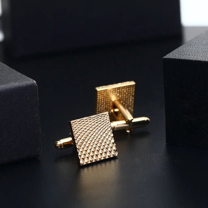 2pc/set Square Men's Cufflinks Simple Geometric Stripes Metal Cufflinks Men's shirt Tie Clip Cufflinks Party Jewelry Set Gifts