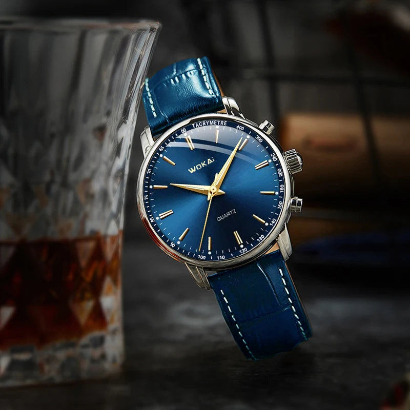 WOKAI high quality fashion casual ladies large dial small strap leather strap quartz watch women's simple style student clock