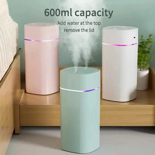 USB Air Humidifier with Dual Spout, Essential Oil Aromatherapy Humidifier, Car Aromatherapy Silent Cool Mist Maker, Home and Off