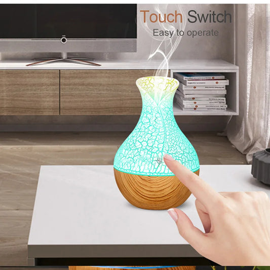 Mute fog measure wood grain vase humidifier Home bedroom indoor office night light ultrasonic humidifier