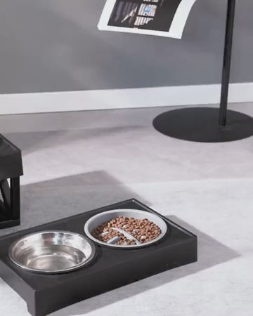 Dog Double Elevated Bowls Stand 3 Adjustable Height Pet Slow Feeding Dish Bowl Medium Big Dog Elevated Food Water Feeders Table